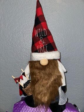 Rae Dunn Wild & Free Red Buffalo Plaid Gnome Doll